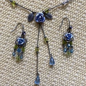 Delicate Robert Rose Floral Necklace & Earrings
